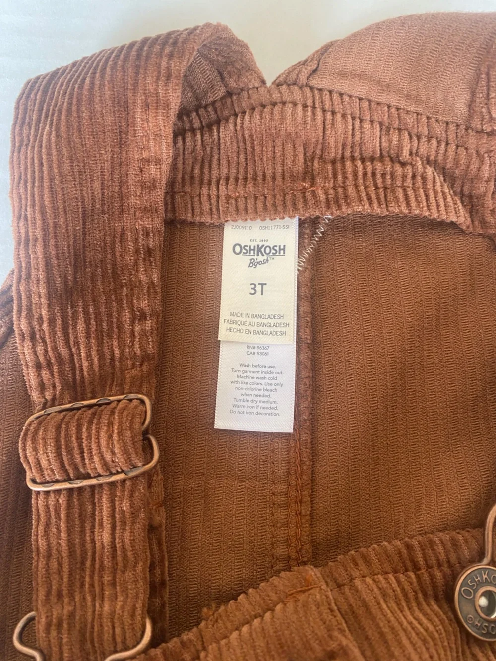 OshKosh B'gosh Brown Corduroy Overall Dress